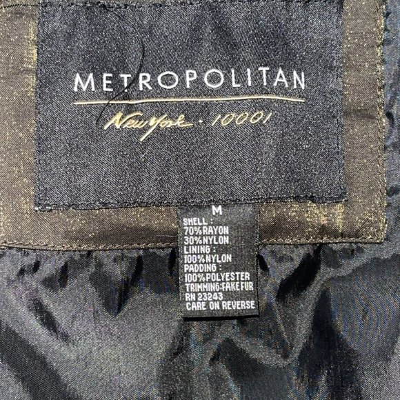 Women's Metropolitan New York 10001 Quilted Brown Metallic Coat Faux Fur‎ M - Picture 6 of 7